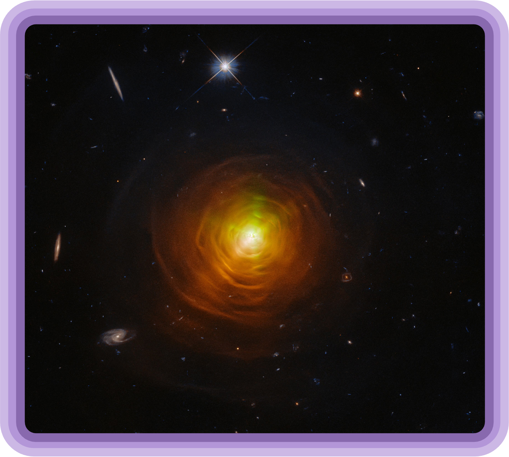 Image of the winds around the AGB star CW Leonis, showing a clear spiral pattern.